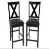 AW Furniture Set of 2 Dark Brown 24-inch Counter Height Bar Stools, Faux Leather Cushion view 4