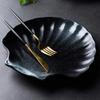 10 inch shell dish plate irregular flat plate shallow plate household ceramic plate-10 inch shiny black view 2