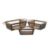 Cheung's Set of 3 Tapered Wood Wire Panels Storage Crate, Brown view 1