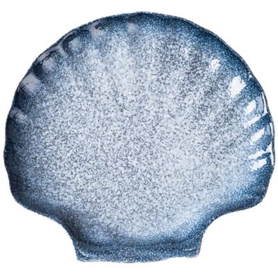 10 inch shell dish plate irregular flat plate shallow plate household ceramic plate-10 inch blue rhyme