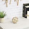 Cheungs Small-Cast Iron orb with Abstract permeating Pattern in a Gold Finish Table Dcor, 4" L x 4" W x 4" H view 3