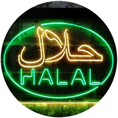 ADVPRO Halal Food Arabic Restaurant Dual Color LED Neon Sign Green & Yellow 16 x 12 Inches st6s43-i3746-gy