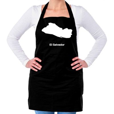 Dressdown El Salvador Silhouette - Unisex Adult Kitchen/BBQ Apron - Black - One Size