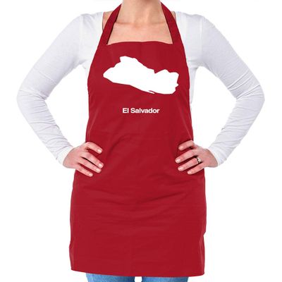 Dressdown El Salvador Silhouette - Unisex Adult Kitchen/BBQ Apron - Red - One Size