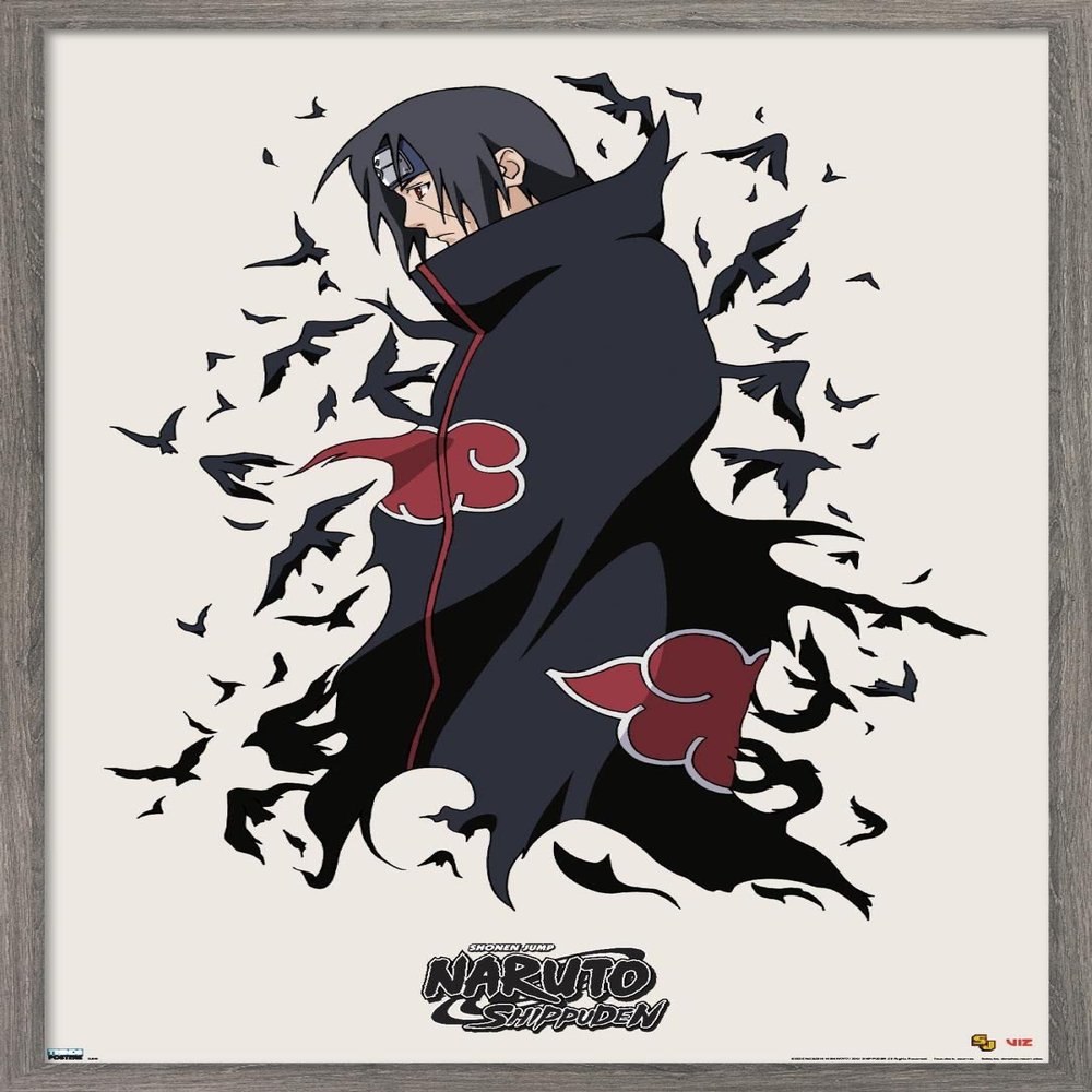 Trends International Naruto Shippuden - Itachi Wall Poster, 14.725" x 22.375", Barnwood Framed Version