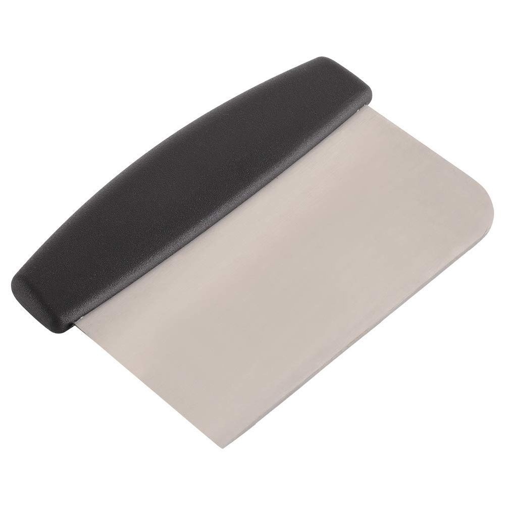 Fdit Stainless Steel Dough Scraper, 6.6x4.7 Inch, for Bread and Pizza, Black Handle
