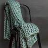 1 Piece Casual Acrylic Chunky Knit Blanket Classic Solid Color Braid Like Visual Textured Muted Teal Throw Blanket Expertly Crafted Yarn Durable Warm Decorative All Season Cozy Comfy 50x40 Blanket view 1