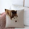 Decorative Throw Pillow Covers Red Siberian Husky Dog Blue Climate Eyes Alaskan Animals Cute Wildlife Parks Outdoor Siberia Relax Linen Square Pillow Cover Cases for Couch Sofa 16x16 Inch view 1