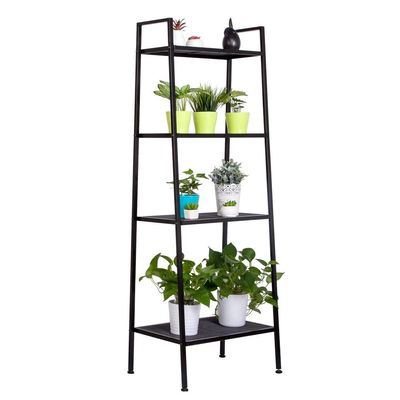 samanoya Ladder Bookshelf 4 Levels,Wide Industrial Ladder with Sturdy Metal Frame,Open Display Shelf Storage Flower Shelf,Home Kitchen Office Organizer Rack