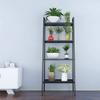 samanoya Ladder Bookshelf 4 Levels,Wide Industrial Ladder with Sturdy Metal Frame,Open Display Shelf Storage Flower Shelf,Home Kitchen Office Organizer Rack view 4