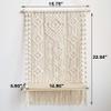 BLUETTEK Macrame Wall Hanging Shelf, Boho Decorative Floating Plants Swing Hanging Shelf Wooden Storage Hanger, Handmade Cotton Rope Woven Home Wall Decor view 2