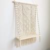 BLUETTEK Macrame Wall Hanging Shelf, Boho Decorative Floating Plants Swing Hanging Shelf Wooden Storage Hanger, Handmade Cotton Rope Woven Home Wall Decor view 3