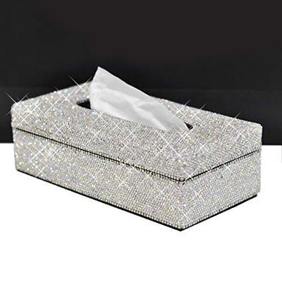 Bestbling Luxury Crystal Rhinestone Handmade Bling Decorative Tissue Holder Box Case (Silver)