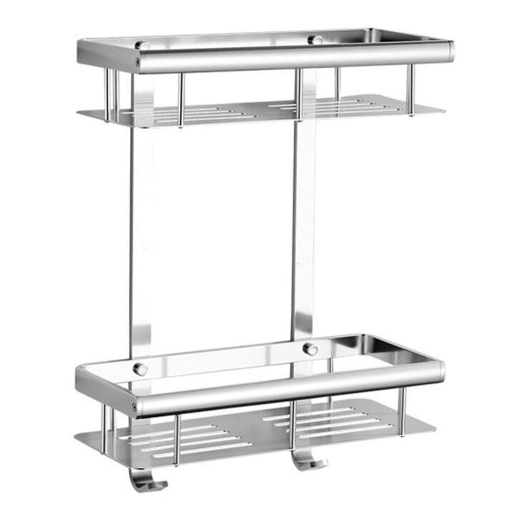 Bathroom Shelves WFF Floating Rack with Stainless Steel Rounded Edges, Wall-Mounted Headboard Shelf, for Bookshelf Bathroom Shelf (Color : C, Size : 2 Layer)