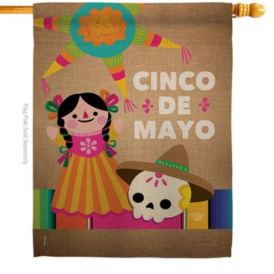 Ornament Collection Cinco de Mayo Day House Flag Summer Party Cactus Pinata Sombrero Mexican Fiesta Outdoor Decoration Banner Small Garden Yard Gift Double-Sided, Thick Fabric, Made in USA