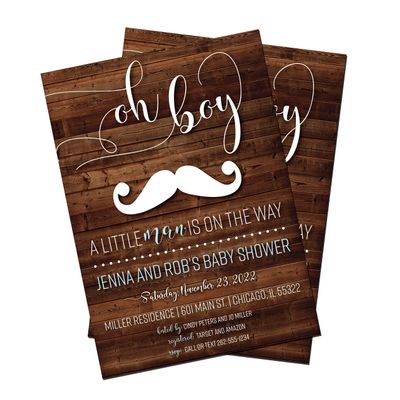 Little Man Baby Shower Invitations | Mustache Baby Shower Invitation | Little Man Mustache Shower Invitation | Boy Baby Shower