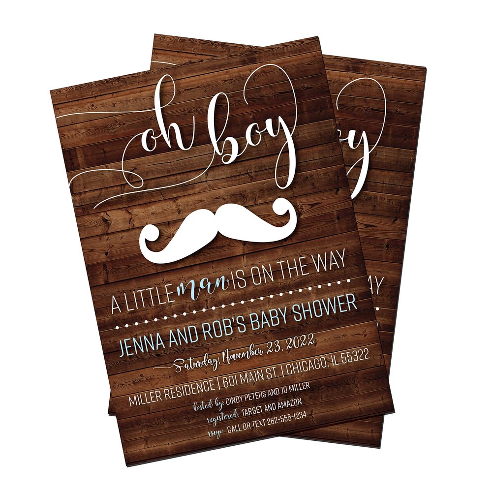 Little Man Baby Shower Invitations | Mustache Baby Shower Invitation | Little Man Mustache Shower Invitation | Boy Baby Shower