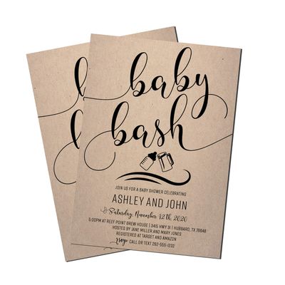 Baby Bash Shower Invites | Baby Brewing Shower Invitation | Rustic Baby Shower | Couples Baby Shower | Baby Bash Invites | Kraft | Craft