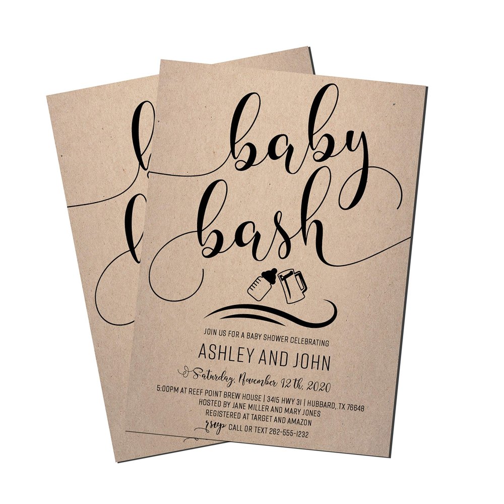 Baby Bash Shower Invites | Baby Brewing Shower Invitation | Rustic Baby Shower | Couples Baby Shower | Baby Bash Invites | Kraft | Craft