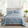Dena Home Bisou Floral Quilt and 2 Shams, 3-Piece Reversible All Seasons 100% Cotton Quilt Set, Lightweight Coverlet Set - King Size view 2