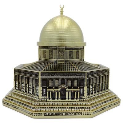 Modefa Islamic Turkish Home Decor Showpiece Gift Al Aqsa Mosque Dome of The Rock Jerusalem Replica (Gold)