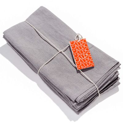 Caldo Linen Dinner Napkins - Soft and Durable Cloth - 4 Pack - 20x20 inch (Grey)