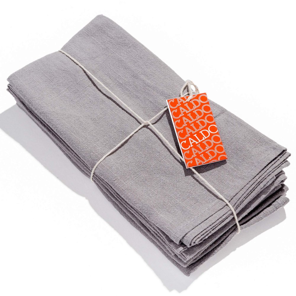 Caldo Linen Dinner Napkins - Soft and Durable Cloth - 4 Pack - 20x20 inch (Grey)