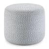Misc Transitional Round Braided Pouf in Blue Natural Cotton Abstract Modern Contemporary Pattern view 2