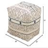 Misc Floor Pouf with Light Mudcloth Design White Abstract Bohemian Eclectic Cotton view 2