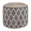 Misc Round Pouf in Grey/Natural Woven Braided Jute Grey Geometric Bohemian Eclectic Pattern Upholstered Handmade view 2