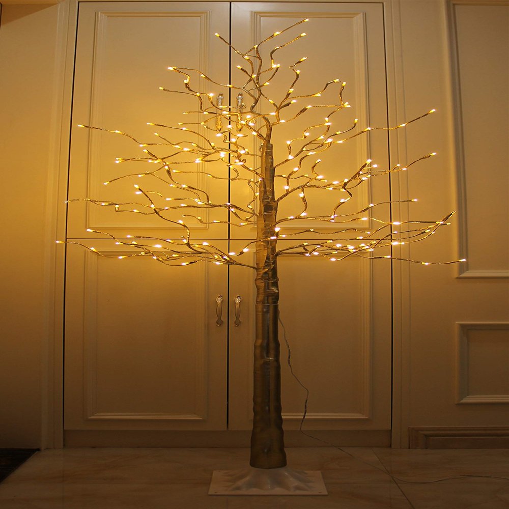 LAMPHOME 4FT 160 LED Golden Tree Light for Wedding Party Living Room Hotel Patio Lawn,Warm White