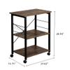 Kcelarec Industrial 3-Tier Rolling Serving Cart with Storage, Microwave Cart for Kitchen, Brown view 4