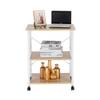Kcelarec Industrial Kitchen Rolling Serving Cart on Wheels with Storage, Microwave Storage Cart Workstation Shelf (Light Beige) view 2
