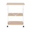 Kcelarec Industrial Kitchen Rolling Serving Cart on Wheels with Storage, Microwave Storage Cart Workstation Shelf (Light Beige) view 3