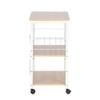 Kcelarec Industrial Kitchen Rolling Serving Cart on Wheels with Storage, Microwave Storage Cart Workstation Shelf (Light Beige) view 4