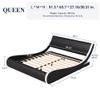 Allewie Upholstered Queen Size Platform Bed Frame Modern Low Profile Sleigh Bed with Faux Leather Headboard, Easy Assembly, No Box Spring Needed, Black and White view 2