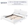 Allewie Upholstered Queen Size Platform Bed Frame Modern Low Profile Sleigh Bed with Faux Leather Adjustable Headboard, Wood Slat Support, Easy Assembly, No Box Spring Needed, White view 2