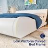 Allewie Upholstered Queen Size Platform Bed Frame Modern Low Profile Sleigh Bed with Faux Leather Adjustable Headboard, Wood Slat Support, Easy Assembly, No Box Spring Needed, White view 4