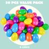 JOYIN 3.15" Easter Eggs, Large Fillable Plastic Eggs Empty Colorful Bright Eggshells with Hinge for Easter Hunt, Filling Treats, Party Favor, Basket Stuffers, Classroom Prize Supplies, 100PCS view 2