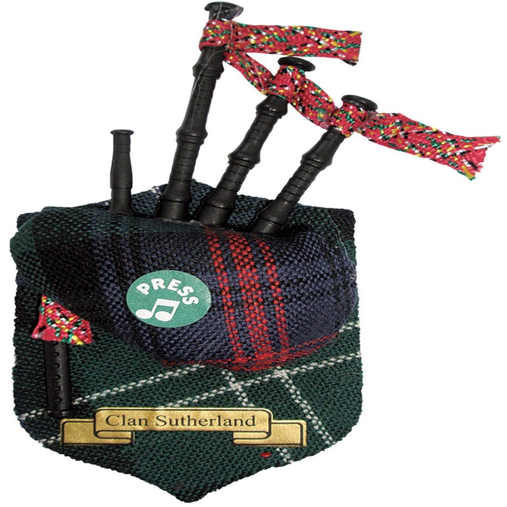 Sutherland Clan Musical Bagpipe Fridge Magnet, Made in Scotland