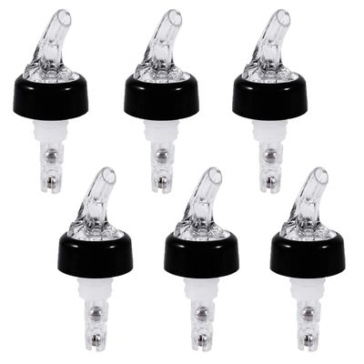 6 Pcs Bottle Pourer Plastic Measured Liquor Spirit Pourer Free Flow Wine Bottle Pour Spout Stopper Transparent (Transparent)