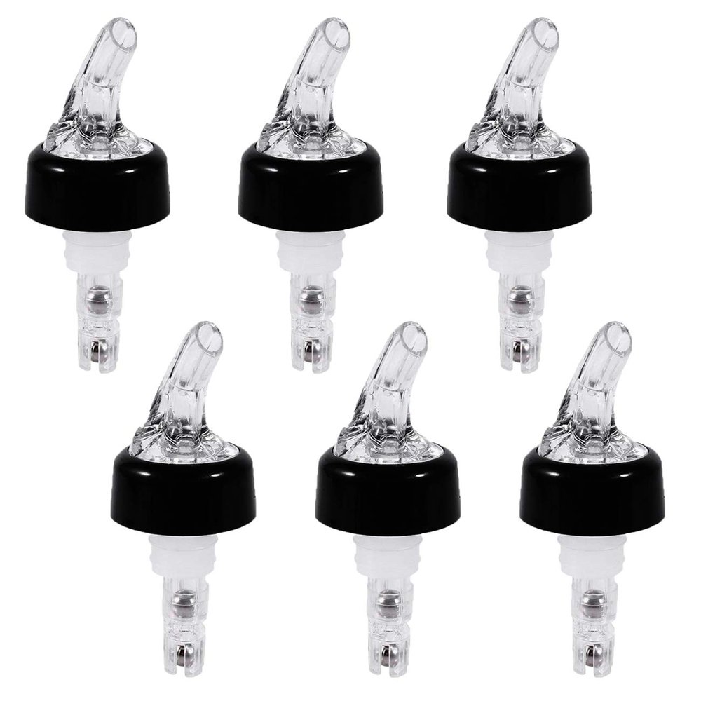 6 Pcs Bottle Pourer Plastic Measured Liquor Spirit Pourer Free Flow Wine Bottle Pour Spout Stopper Transparent (Transparent)