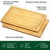 Bamboo Cutting Boards for Kitchen - Kitchen Chopping Board for Meat (Butcher Block) Cheese and Vegetables | Wooden Cutting Board Heavy Duty Serving Tray with Handles (XXL, 20 x 14") view 2