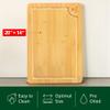 Bamboo Cutting Boards for Kitchen - Kitchen Chopping Board for Meat (Butcher Block) Cheese and Vegetables | Wooden Cutting Board Heavy Duty Serving Tray with Handles (XXL, 20 x 14") view 4