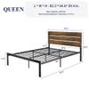 Allewie Queen Size Platform Bed Frame with Wooden Headboard and Metal Slats,Rustic Country Style Mattress Foundation,Box Spring Optional, Dark Brown view 2
