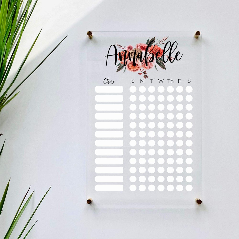 Large Clear Acrylic Chore Chart for wall | Dry-Erase Message White Board Calendar Wall Mounted Office Home Family Organization Tools Must Haves School Kids Adult Mom Teen Monthly Weekly ADHD Tools