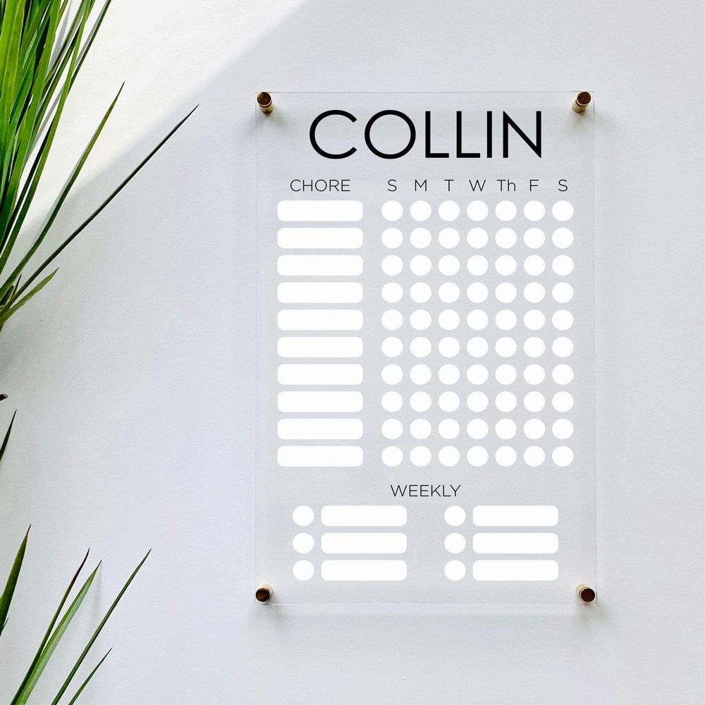 Large Clear Acrylic Chore Chart for wall | Dry-Erase Message White Board Calendar Wall Mounted Office Home Family Organization Tools Must Haves School Kids Adult Mom Teen Monthly Weekly ADHD Tools