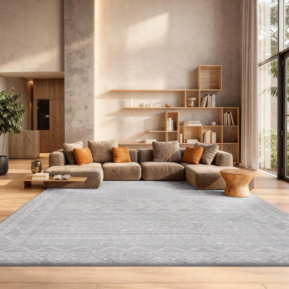 SAFAVIEH Area Rug 8x10 - Tulum Collection - Large - Light Grey & Ivory, Moroccan Boho Distressed Design, Non-Shedding & Easy to Clean, Ideal for Living Room, Bedroom, Dining Space (TUL268F)