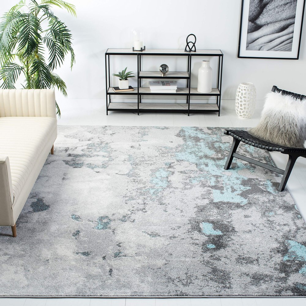 SAFAVIEH Area Rug 8x10 - Adirondack Collection - Large - Turquoise & Grey, Modern Abstract Design, Non-Shedding & Easy Cleaning, Ideal for Living Room, Bedroom, Office, Dining Space (ADR134K)