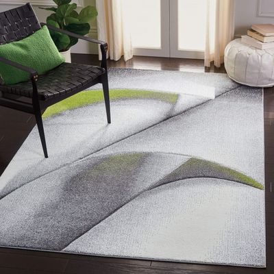 SAFAVIEH Area Rug 8x10 - Hollywood Collection - Large - Grey & Green, Mid-Century Modern Design, Non-Shedding & Easy Cleaning, Ideal for Living Room, Bedroom, Office, Dining Space (HLW716Y)